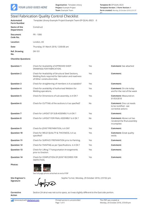 quality bending|fabrication quality control checklist.